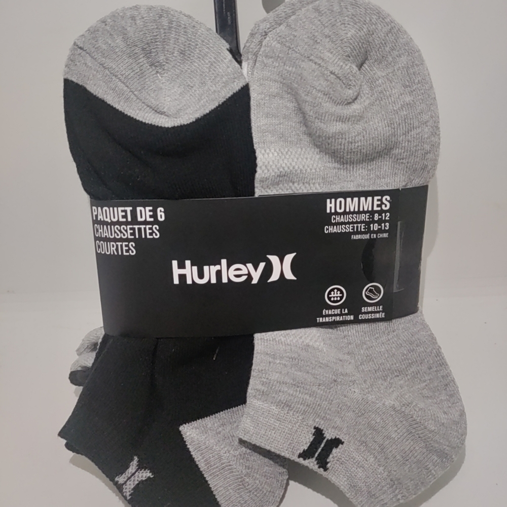 Hurley Men's  6-Pack Low Cut Socks  White/Gray Size 10-13 - Picture 2 of 4